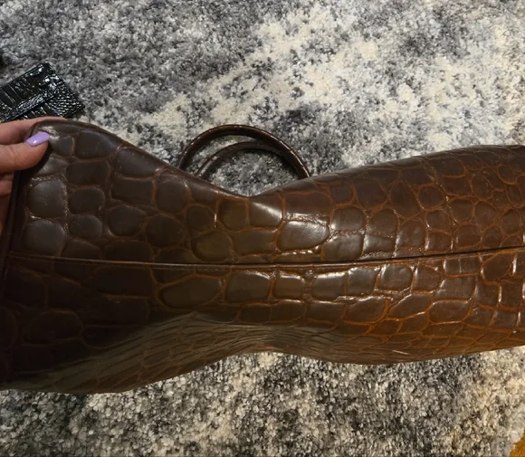Ralph Lauren Brown Crocodile-Embossed Tote - Picture 4 of 5